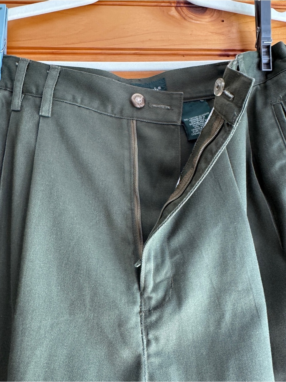90s Pleated Trousers 12 Olive High Waist Tailored Menswear Vintage Hunt Club - Picture 5 of 14